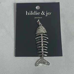 Hildie & Jo Silver Fishbone Pendant NWT Silver Unique Fish Necklace Jewelry